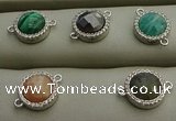 NGC6051 11mm coin mixed gemstone connectors wholesale