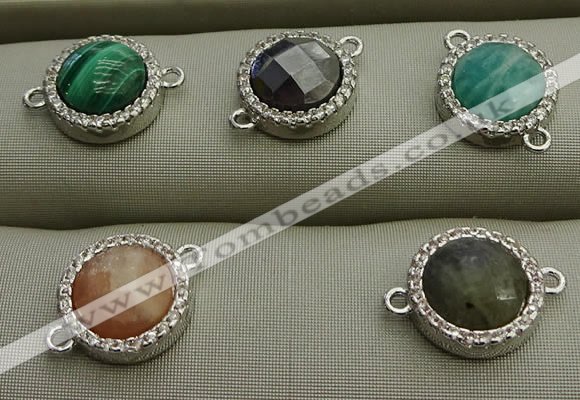 NGC6051 11mm coin mixed gemstone connectors wholesale