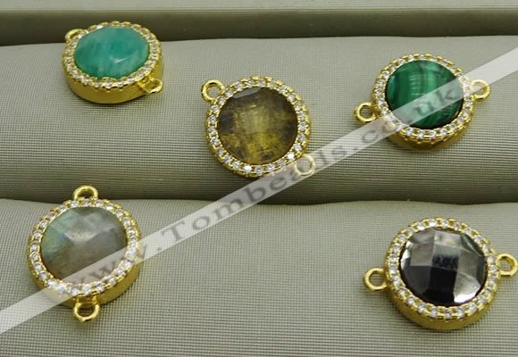 NGC6052 11mm coin mixed gemstone connectors wholesale