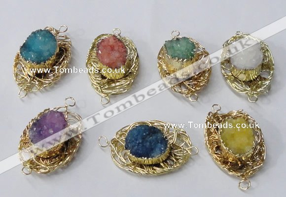 NGC615 22*30mm - 25*35mm freeform druzy agate connectors wholesale