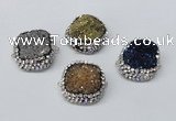 NGC634 24*25mm - 26*28mm freeform plated druzy agate connectors