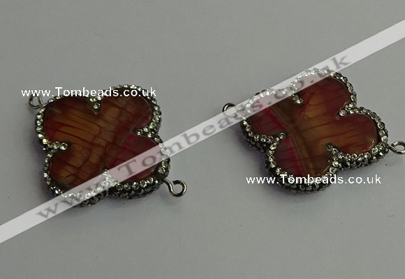 NGC6541 35*35mm flower agate gemstone connectors wholesale