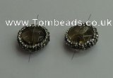 NGC6580 18mm - 20mm flat round smoky quartz connectors wholesale