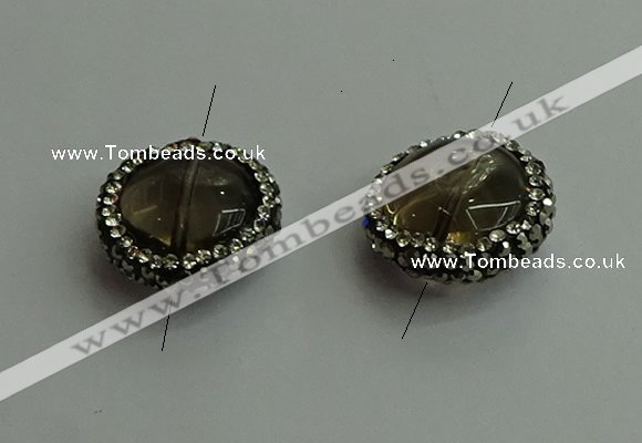 NGC6580 18mm - 20mm flat round smoky quartz connectors wholesale