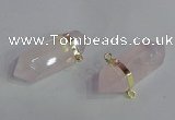 NGC665 10*35mm - 15*40mm faceted nuggets rose quartz connectors