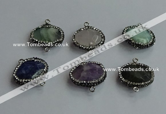 NGC6665 18*25mm faceted freeform mixed gemstone connectors