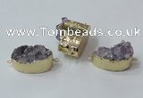 NGC687 15*28mm - 20*30mm freeform druzy amethyst connectors