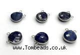 NGC7076 14mm faceted flat teardrop lapis lazuli connectors