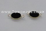 NGC717 13*18mm oval black agate gemstone connectors wholesale