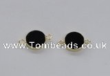 NGC719 16mm coin black agate gemstone connectors wholesale