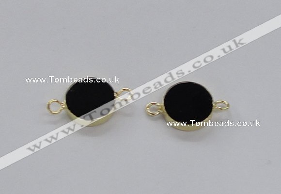 NGC719 16mm coin black agate gemstone connectors wholesale