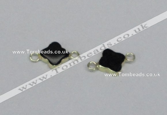 NGC721 14mm flower black agate gemstone connectors wholesale