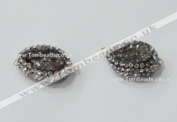 NGC733 16*22mm - 18*25mm freeform plated druzy agate connectors