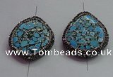 NGC7527 35*40mm - 38*45mm freeform turquoise connectors wholesale