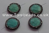 NGC7531 24mm faceted coin turquoise connectors wholesale