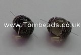 NGC7556 15*20mm egg-shaped smoky quartz connectors wholesale