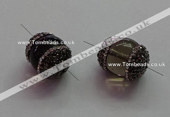 NGC7556 15*20mm egg-shaped smoky quartz connectors wholesale