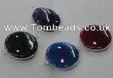 NGC78 30mm flat round agate gemstone connectors wholesale