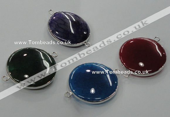 NGC78 30mm flat round agate gemstone connectors wholesale