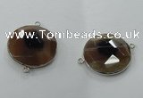 NGC82 31mm flat round agate gemstone connectors wholesale