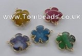 NGC856 28mm - 30mm flower agate gemstone connectors wholesale