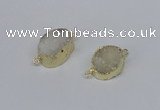 NGC858 15*20mm oval druzy agate gemstone connectors wholesale