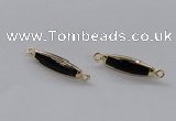 NGC859 8*30mm trihedron black agate connectors wholesale