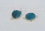 NGC862 15*20mm oval druzy agate gemstone connectors wholesale