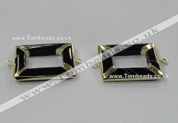 NGC886 30*40mm rectangle black agate connectors wholesale