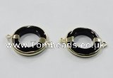 NGC887 30mm donut black agate connectors wholesale