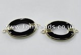 NGC888 30*40mm oval black agate connectors wholesale