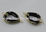 NGC889 30*40mm teardrop black agate connectors wholesale