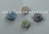 NGC89 12mm - 16mm flat round druzy agate connectors wholesale