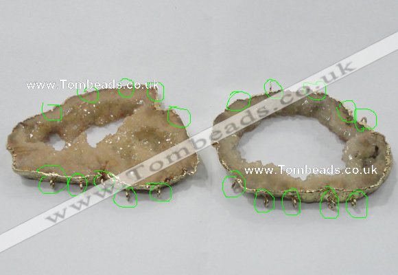 NGC941 45*65mm - 70*90mm freeform druzy agate connectors