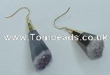 NGE03 15*30mm - 16*35mm freeform druzy amethyst earrings wholesale