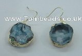 NGE07 20*25mm - 25*30mm freeform plated druzy agate earrings