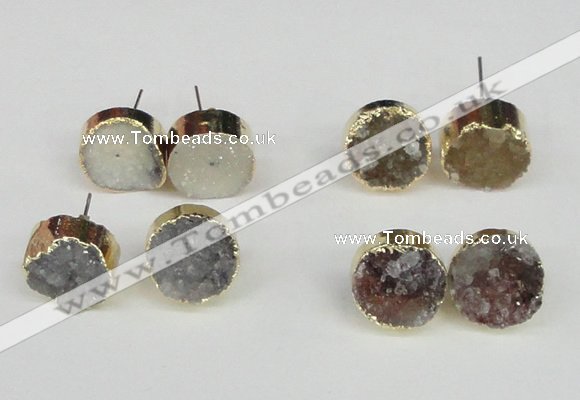 NGE107 14mm - 16mm freeform druzy agate gemstone earrings wholesale