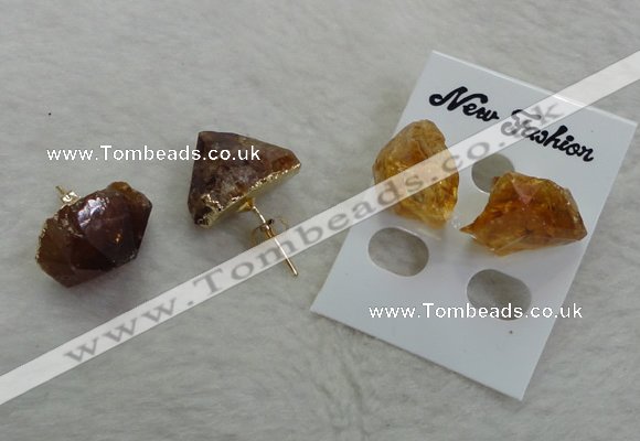 NGE135 12*14mm - 13*18mm nuggets citrine gemstone earrings