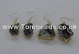 NGE146 15*20mm - 20*30mm freeform druzy agate gemstone earrings