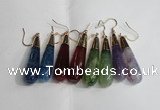 NGE18 10*40mm teardrop mixed agate gemstone earrings wholesale