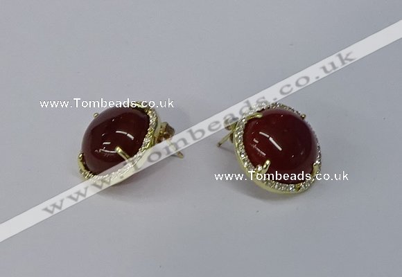 NGE188 15mm flat round agate gemstone earrings wholesale
