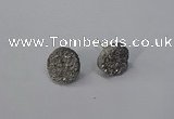 NGE221 12mm coin druzy agate gemstone earrings wholesale
