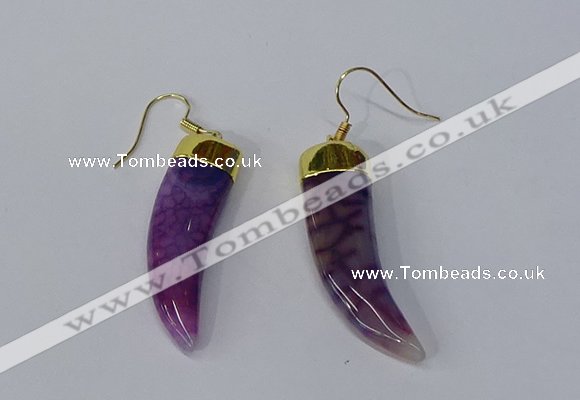 NGE228 10*40mm - 12*45mm oxhorn agate gemstone earrings wholesale