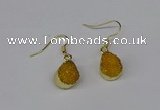 NGE243 10*12mm teardrop druzy agate gemstone earrings wholesale