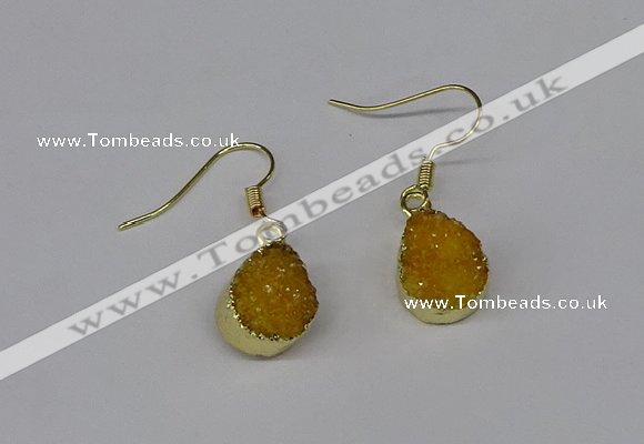 NGE243 10*12mm teardrop druzy agate gemstone earrings wholesale