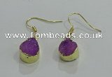 NGE244 10*12mm teardrop druzy agate gemstone earrings wholesale