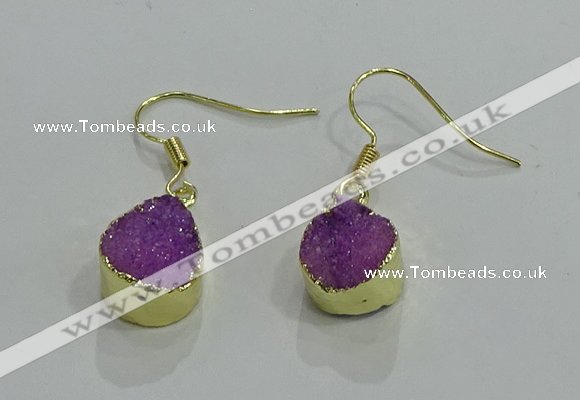 NGE244 10*12mm teardrop druzy agate gemstone earrings wholesale