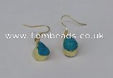 NGE246 10*12mm teardrop druzy agate gemstone earrings wholesale