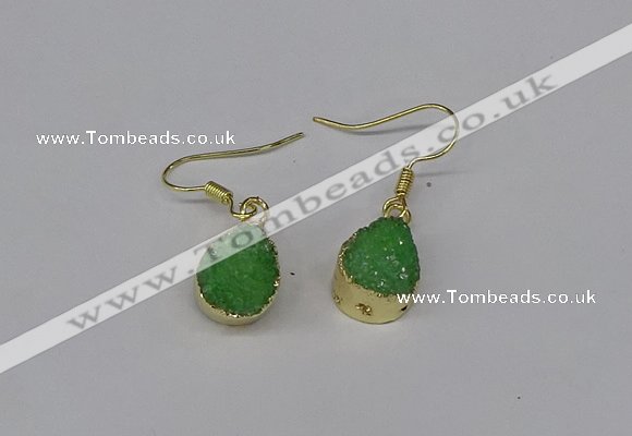 NGE247 10*12mm teardrop druzy agate gemstone earrings wholesale