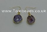 NGE259 13*18mm - 15*20mm freeform druzy agate earrings